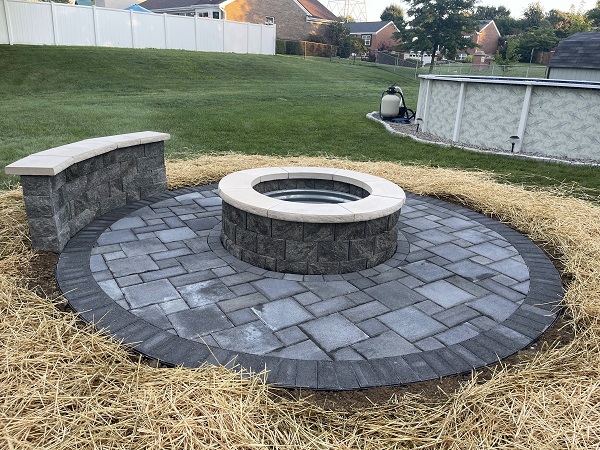 Lawrey Paver Patio, Fire Pit, and Seating Wall Installation – Florence, Kentucky